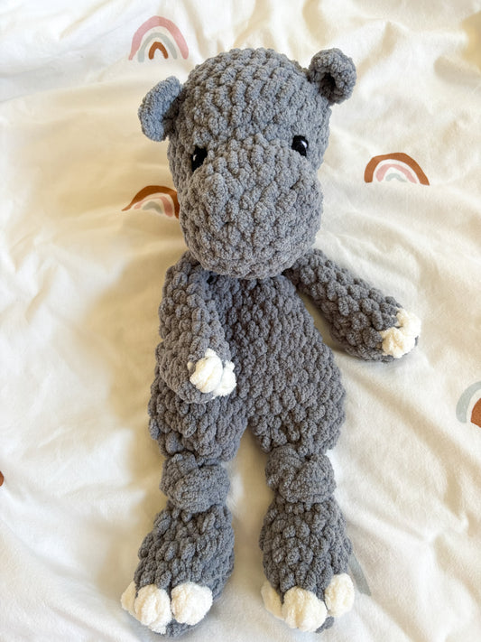Large Hippo Lovey- Dark Gray